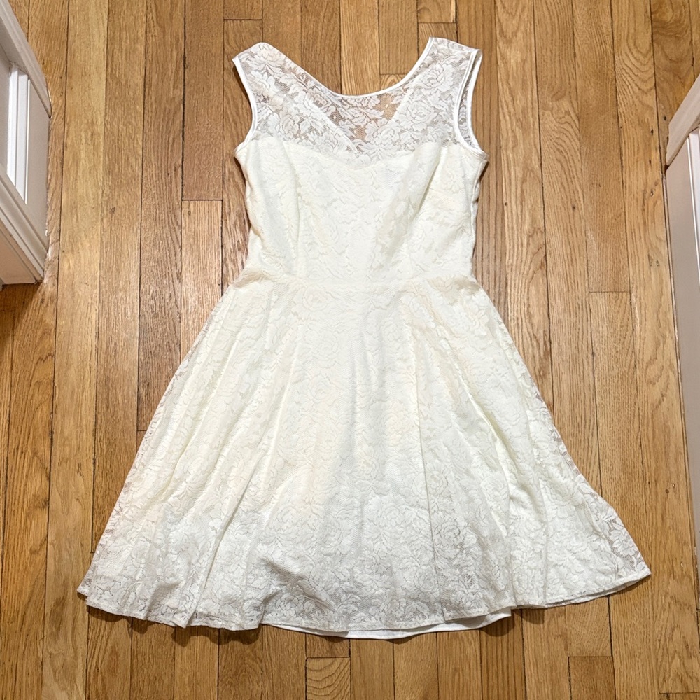 Betsy & Adam Ivory Lace Mini Dress